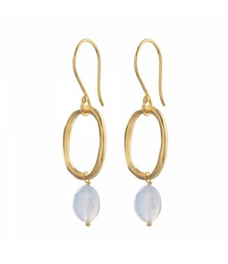 A BEAUTIFUL STORY •• Graceful Blauwe Agaat Goud Oorbellen