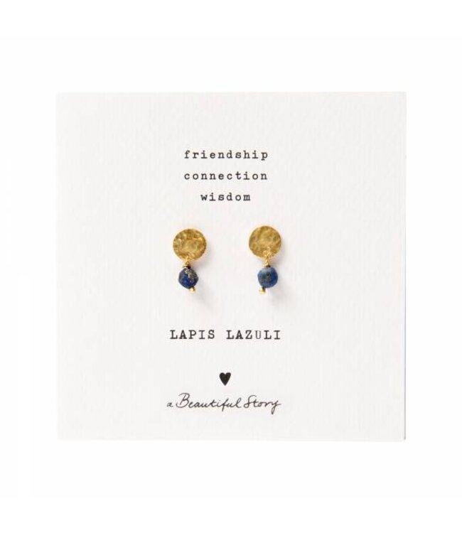 A BEAUTIFUL STORY •• Mini Coin Lapis Lazuli Goud Oorbellen