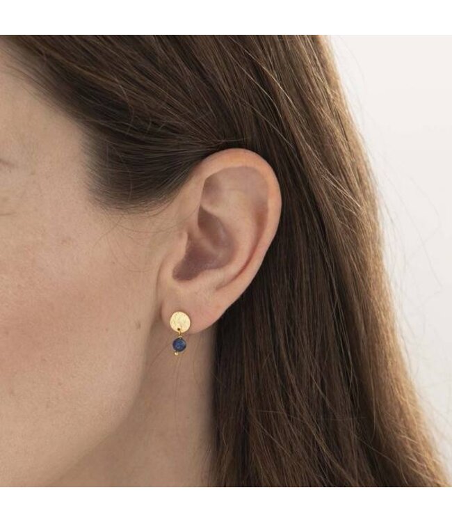 A BEAUTIFUL STORY •• Mini Coin Lapis Lazuli Goud Oorbellen