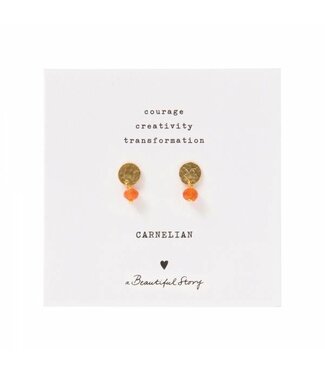 A BEAUTIFUL STORY •• Mini Coin Carneool goud Oorbellen