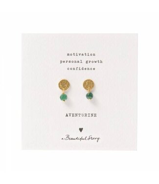 A BEAUTIFUL STORY •• Mini Coin Aventurijn goud Oorbellen