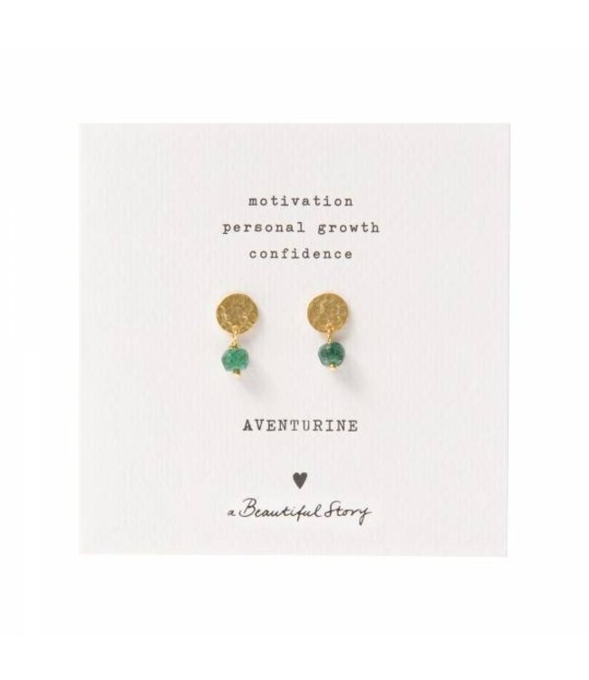 A BEAUTIFUL STORY •• Mini Coin Aventurijn Goud Oorbellen