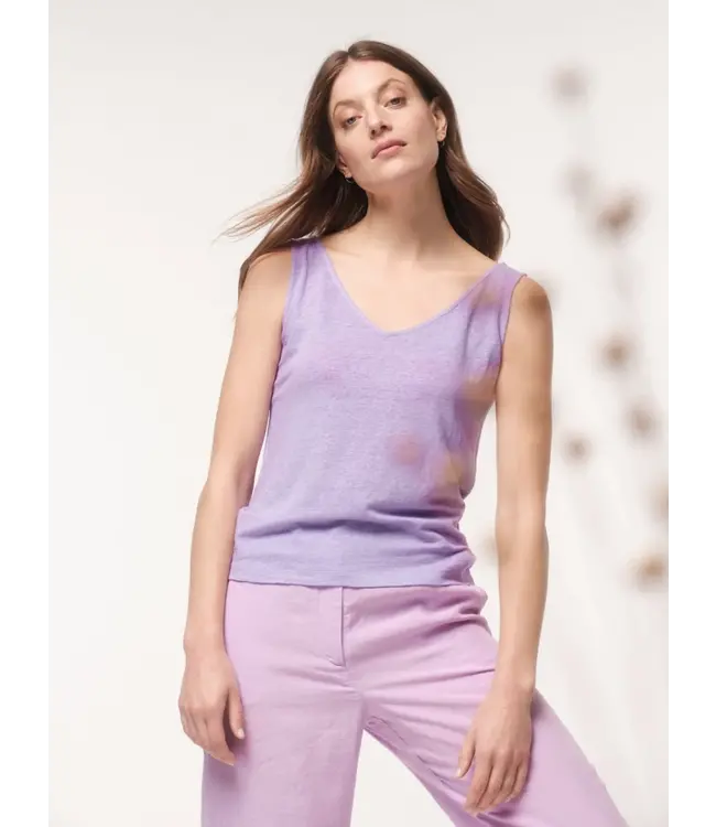 LANIUS •• Tanktop met V-hals (biologisch linnen) | Lila
