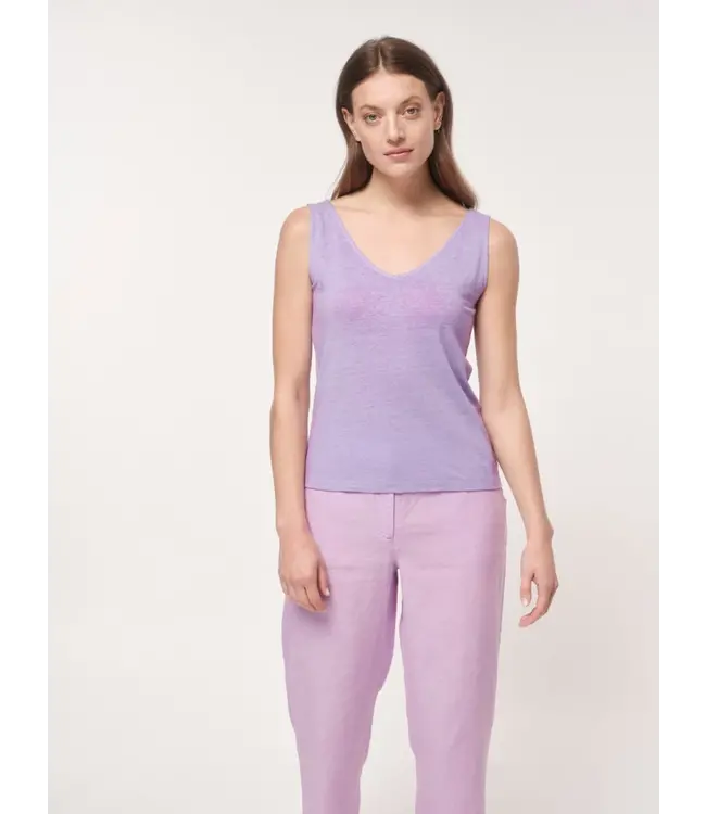 LANIUS •• Tanktop met V-hals (biologisch linnen) | Lila