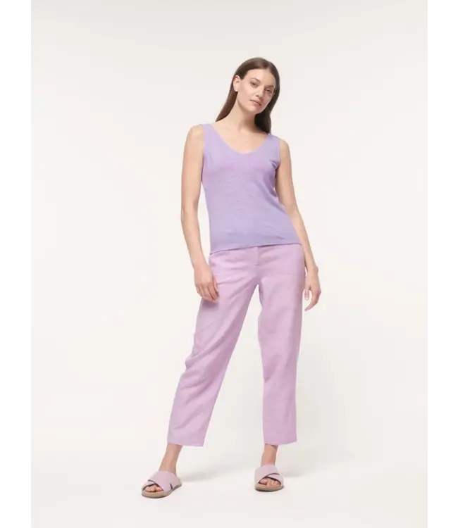 LANIUS •• Tanktop met V-hals (biologisch linnen) | Lila