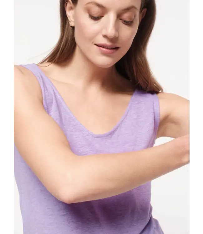LANIUS •• Tanktop met V-hals (biologisch linnen) | Lila