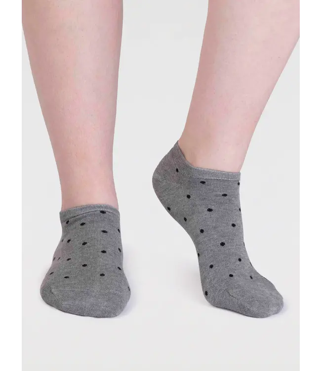 THOUGHT  •• Dottie Spotty Trainer Socks | Grey Marle