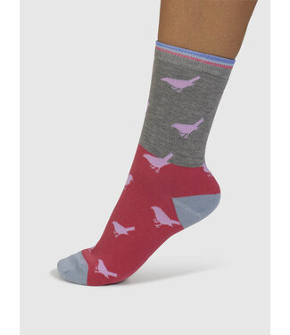 THOUGHT  •• Dames sokken  birdie Colour block | Mid Grey Marle