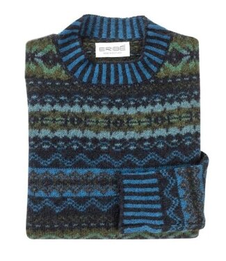 ERIBÉ •• Shetland wollen sweater Brodie | Kingfisher