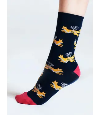 THOUGHT  •• Bess Fox Bamboo Socks | Navy