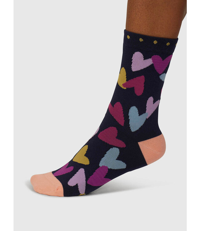 THOUGHT  •• Tyas Heart Organic Cotton Socks| navy