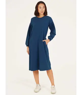 THOUGHT  •• Ioana Organic Cotton Jersey Sweat Dress| indigo blue