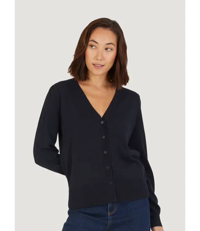 THOUGHT  •• Dotti Organic Cotton V-Neck Cardigan | navy