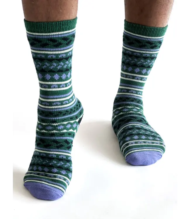 THOUGHT  •• heren sok Erskine Fair isle Wool Socks | dark green