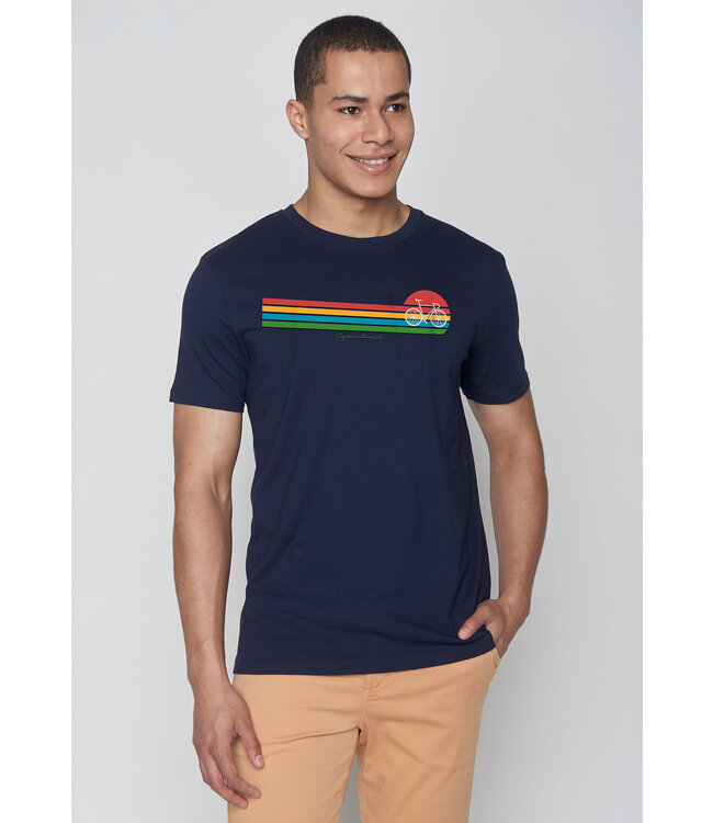 GREENBOMB •• T-shirt Bike Sunset Stripes guide | Navy