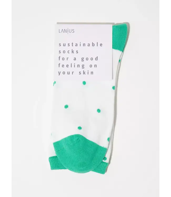 LANIUS •• SOCKS WITH DOTS | off white- green