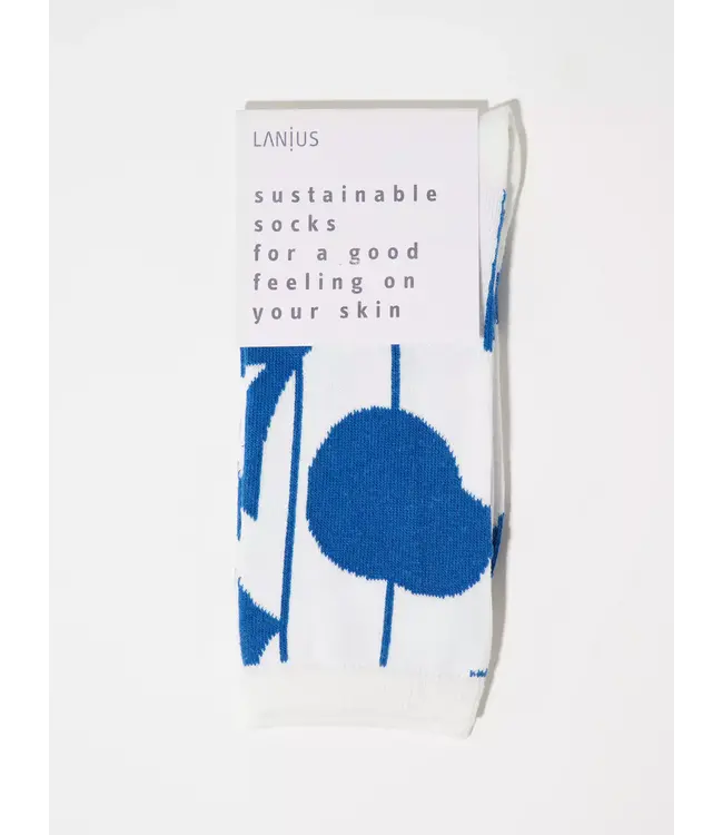 LANIUS •• Sokken " Graphic dots" | Off white- blue