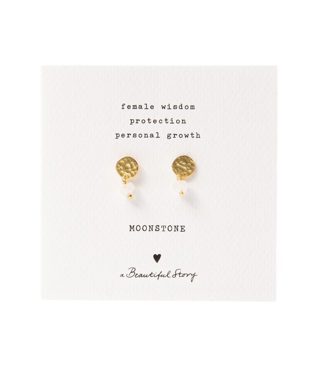 A BEAUTIFUL STORY •• Mini Coin maansteen goud Oorbellen