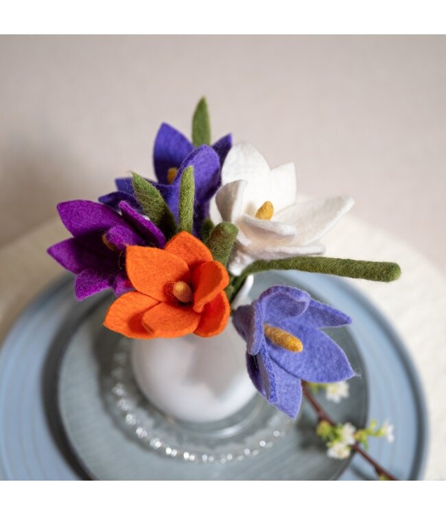 SJAAL MET VERHAAL  •• Krokus van vilt | in verschillende kleuren