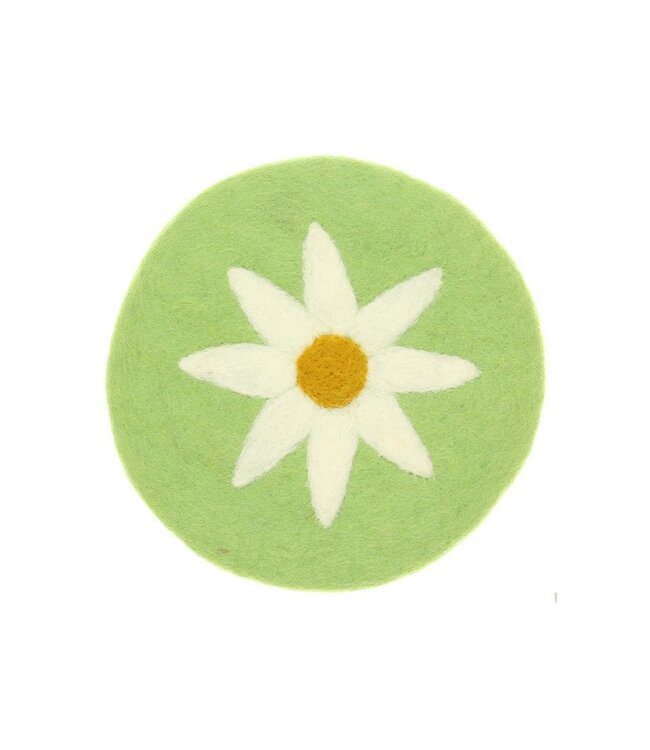 SJAAL MET VERHAAL  •• Onderzetter 20 cm Margrietje Groen