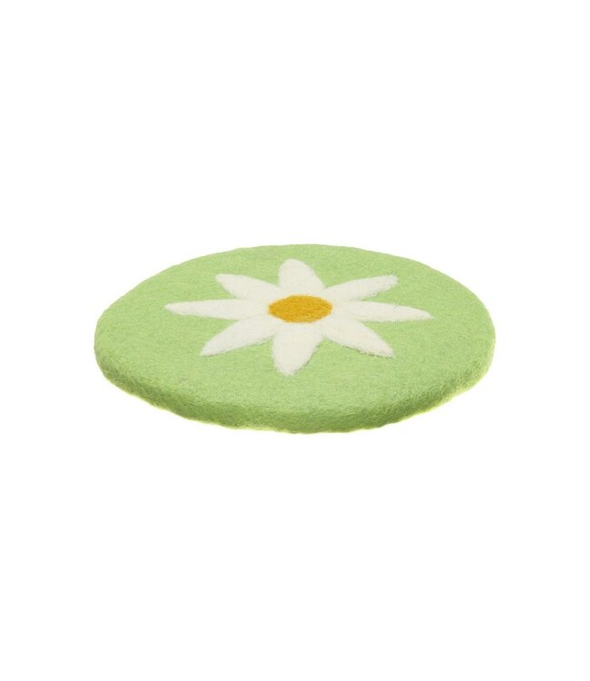 SJAAL MET VERHAAL  •• Onderzetter 20 cm Margrietje Groen