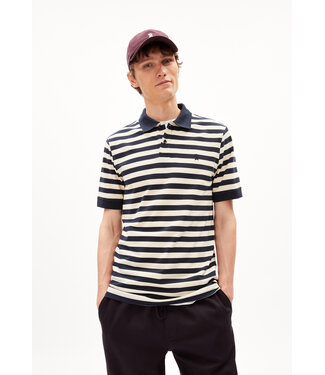 ARMEDANGELS •• Polo Shirt FIBRAAS STRIPES | Night Sky- Oatmilk