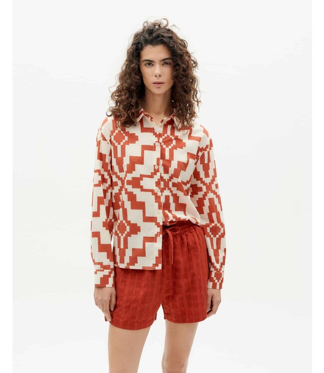 THINKING MU •• Orange Ilusion Kati Blouse