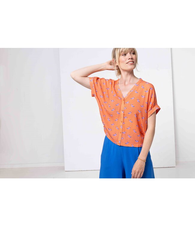 ZILCH •• Blouse Wide | Parrot Coral