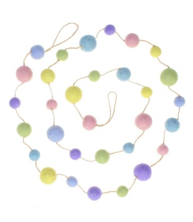 SJAAL MET VERHAAL  •• Viltslinger Viltballetjes Mixed Pasteltinten