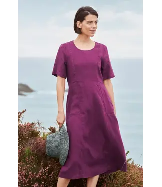 SEASALT CORNWALL •• Grass Wave Linen Midi Dress | Cassis