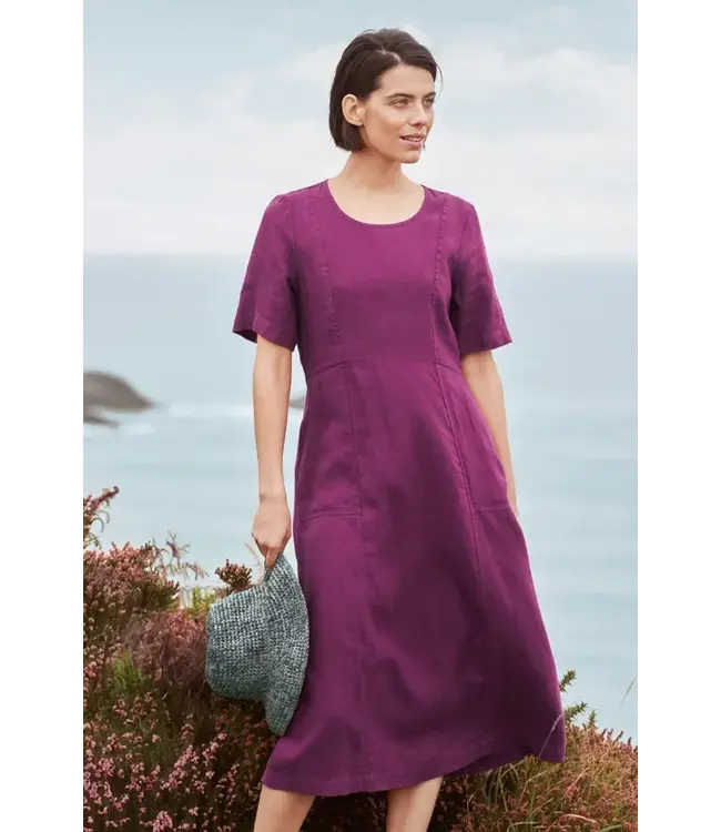 SEASALT CORNWALL •• Grass Wave Linen Midi Dress | Cassis