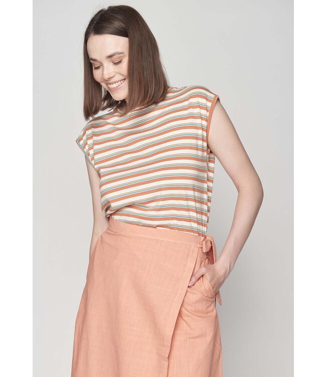 GREENBOMB •• Basic Timid Shirt | Peach Stripes