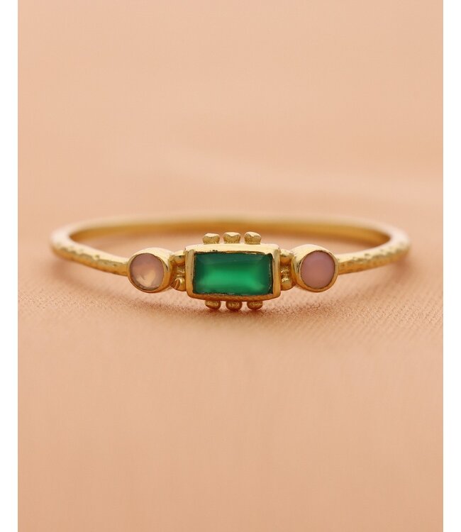 Muja Juma  •• Ring Bugloss | pink opal and green agate