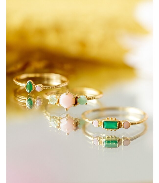 Muja Juma  •• Ring Bugloss | pink opal and green agate