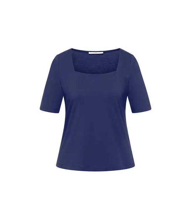 LANIUS •• Shirt with square neckline | Night Blue ~ Halbarmshirt