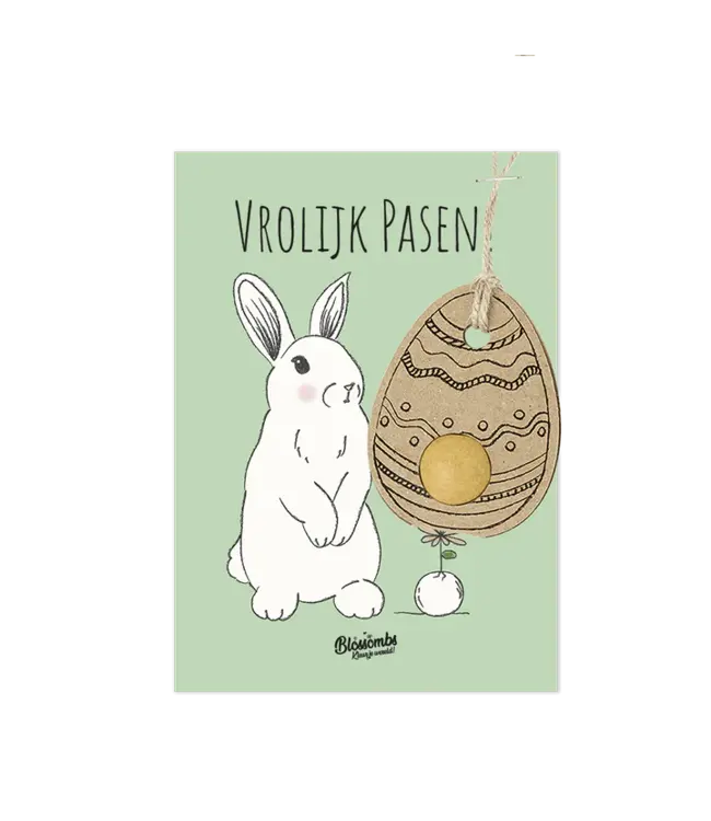 BLOSSOMBS •• HANGER FLOWER ON CARD RABBIT