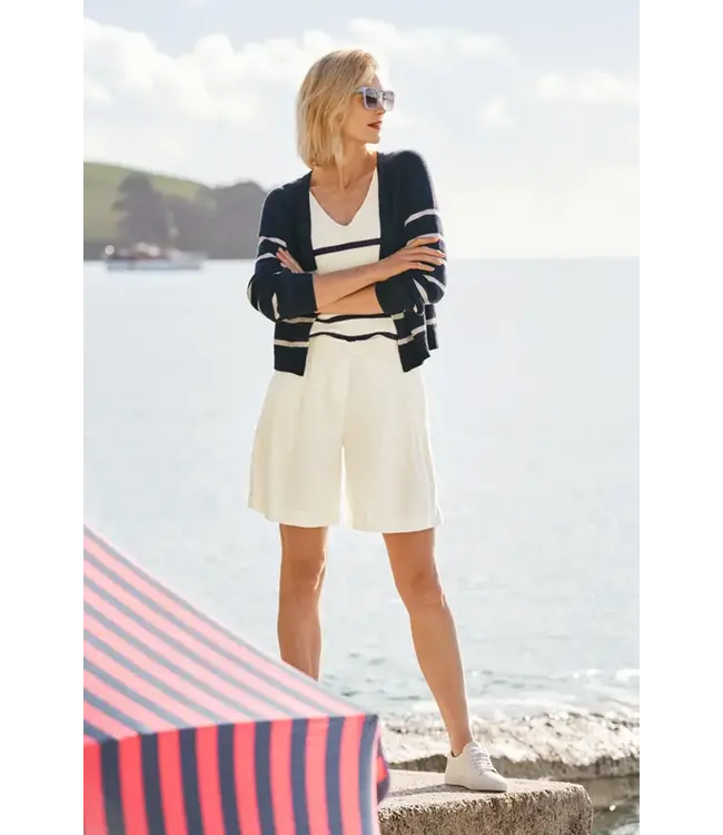 SEASALT CORNWALL •• Castle Beach Cardigan Stripe| Porthole Maritime Chalk