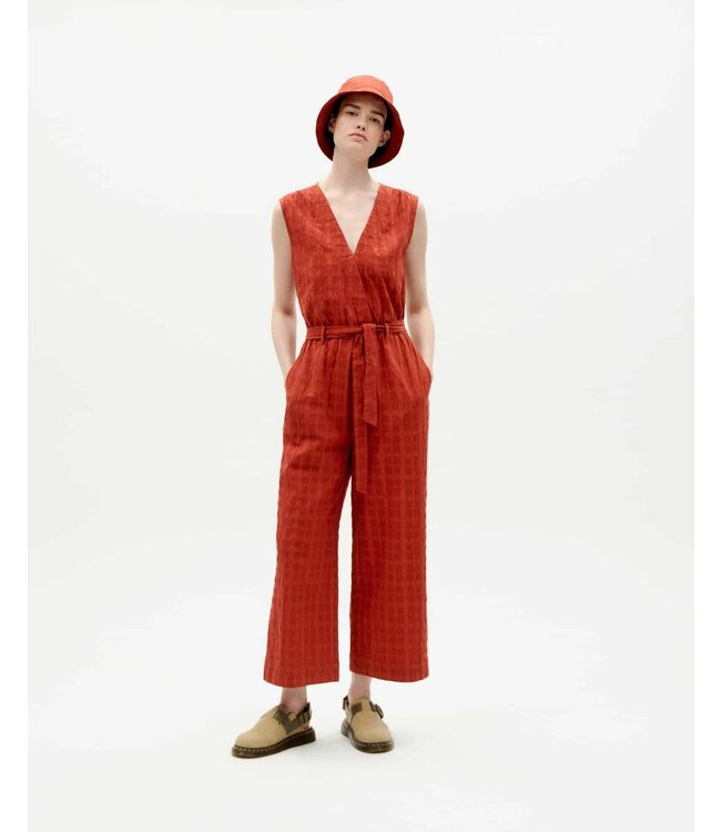 THINKING MU •• Jumpsuit Orangered Cuadrito Winona