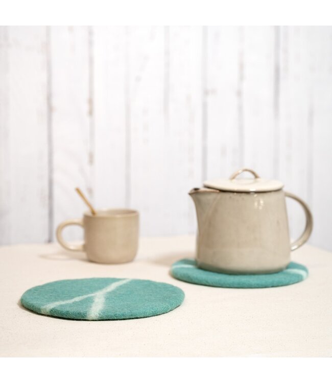 SJAAL MET VERHAAL  •• Onderzetter Sealife Marble Aquablauw
