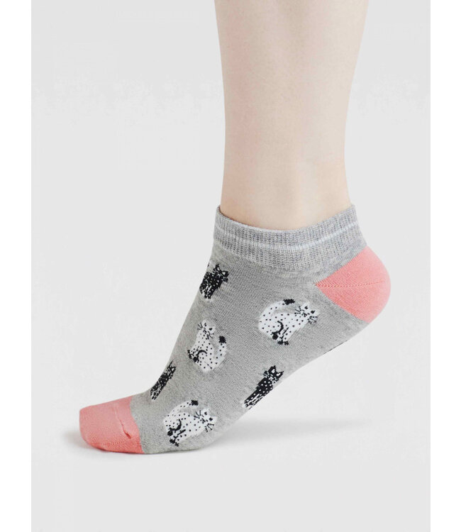 THOUGHT  •• Celia Cat Organic Cotton Trainer Socks | Grey Marl