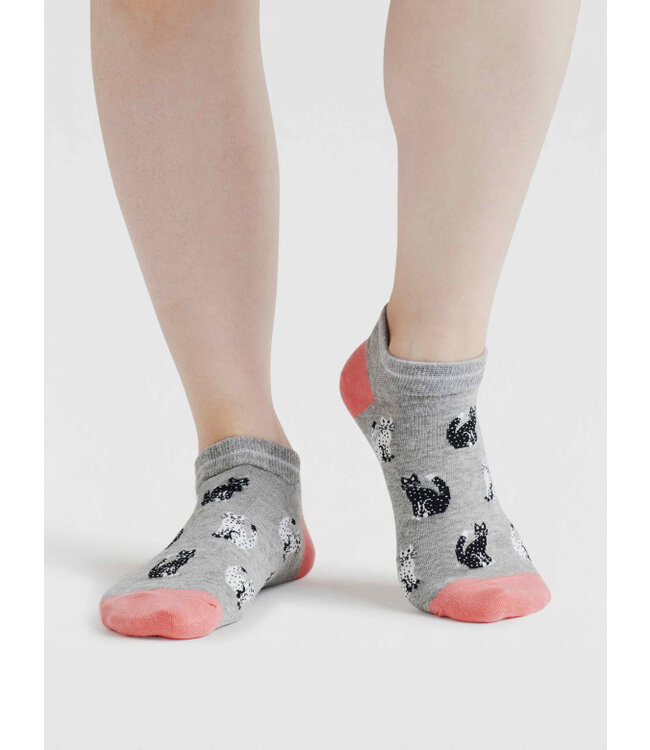 THOUGHT  •• Celia Cat Organic Cotton Trainer Socks | Grey Marl