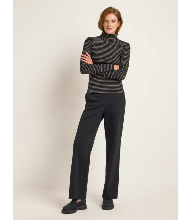 LANIUS •• Striped turtleneck shirt | Black - Beige | Streifen- Rollkragenshirt GOTS