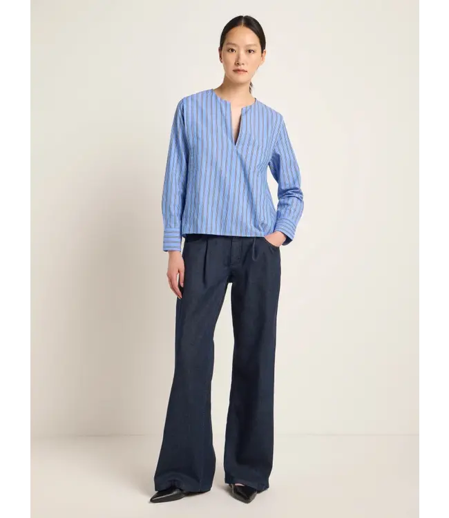 LANIUS •• Striped Blouse OCS | Frozen blue - Black | Streifenbluse