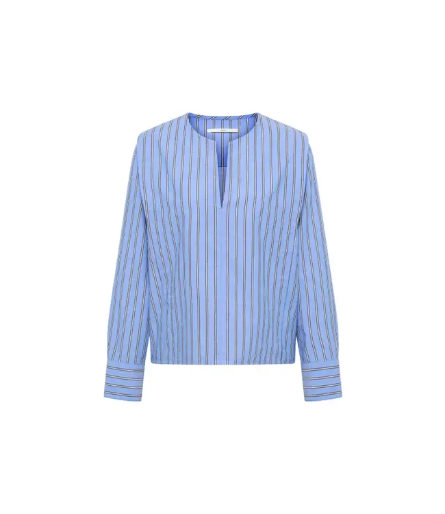 LANIUS •• Striped Blouse OCS | Frozen blue - Black | Streifenbluse