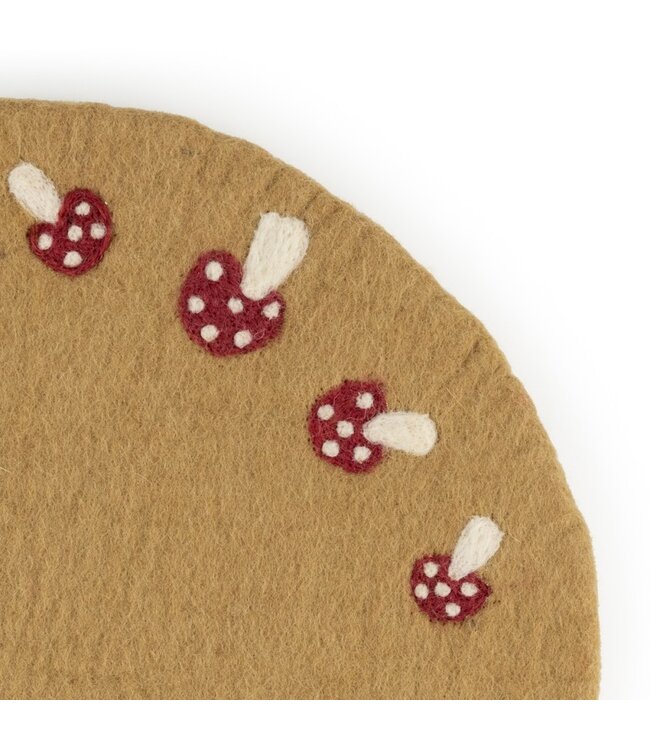 SJAAL MET VERHAAL  •• Onderzetter 35 cm Paddenstoelen | Beige