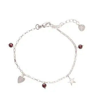 A BEAUTIFUL STORY •• Charmed Garnet Bracelet SP | Zilver
