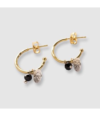 A BEAUTIFUL STORY •• Sincere Black Onyx Earrings GP | Goud