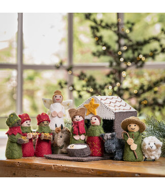 SJAAL MET VERHAAL  •• Kerststal Rood Groen