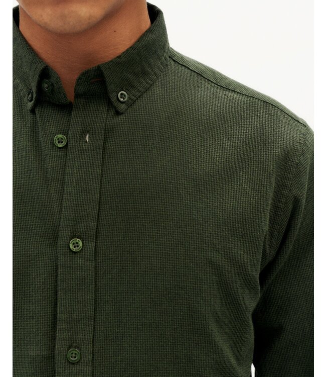 THINKING MU •• Microchecks Ant Shirt | Green