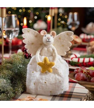 SJAAL MET VERHAAL  •• KERST | Decoratie Muis ENGEL met Ster
